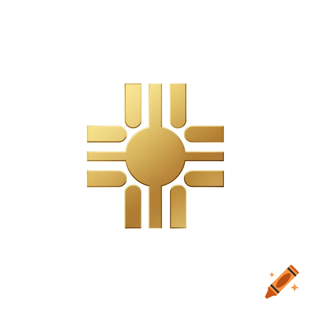 An elegant, realistic golden abstract symbol on a white background.