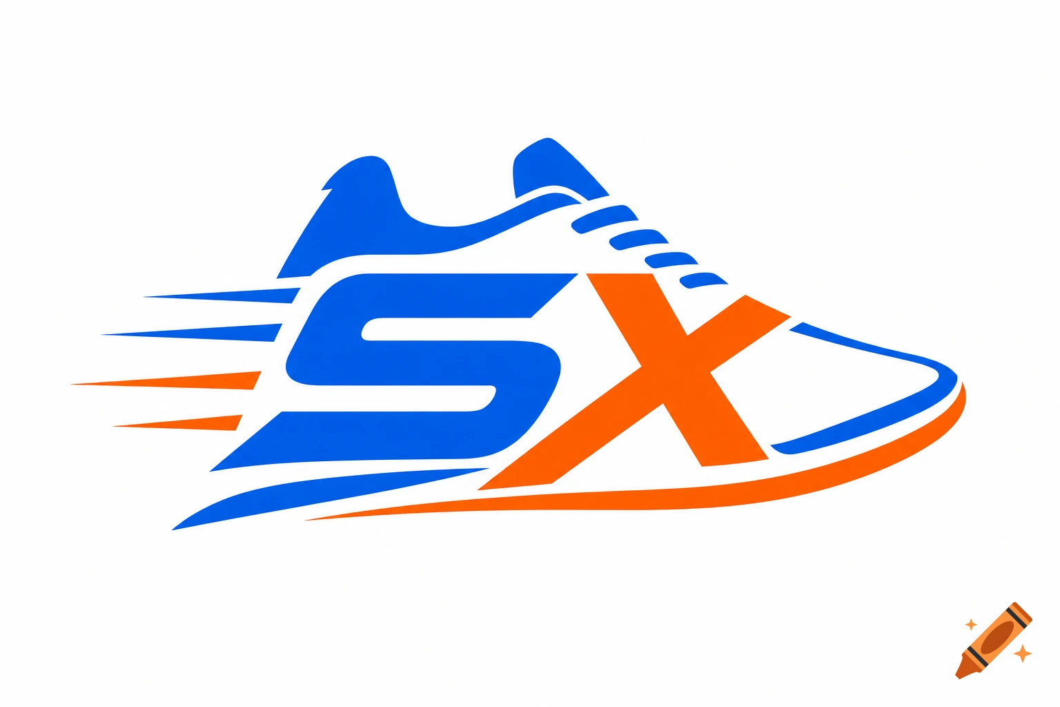 A running shoe logo with the letters 'SX' in blue and orange, accented with speed lines on a white background.