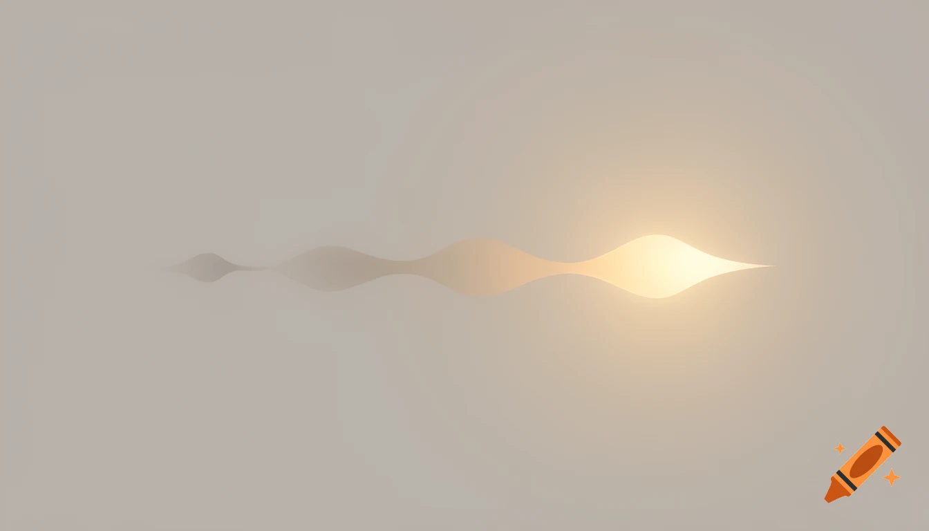 Abstract gradient of a muted grey-beige wave shape transforming into a bright golden glow.