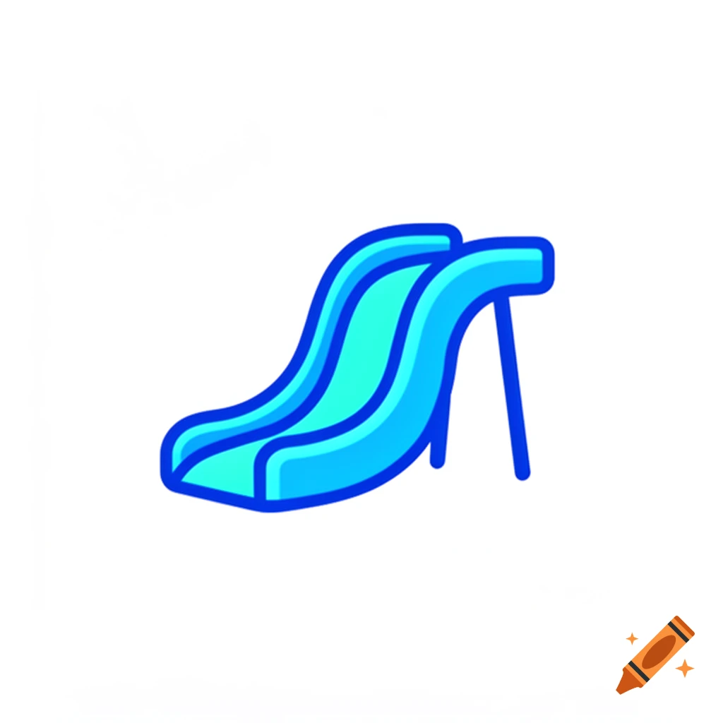 A simple blue and light blue water slide icon with a dark blue outline, set against a white background.