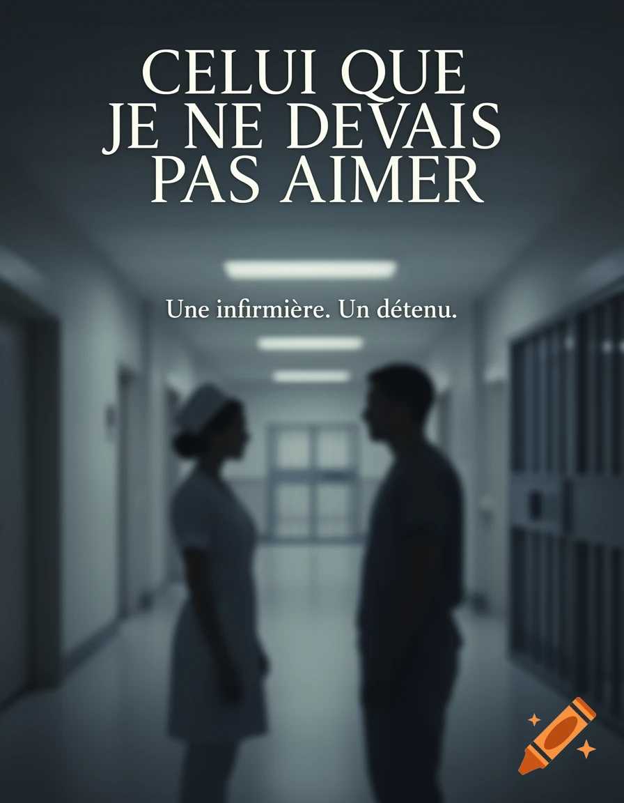 Dramatic book cover with silhouettes of a nurse and a prisoner facing each other in a blurry hallway, titled in French.