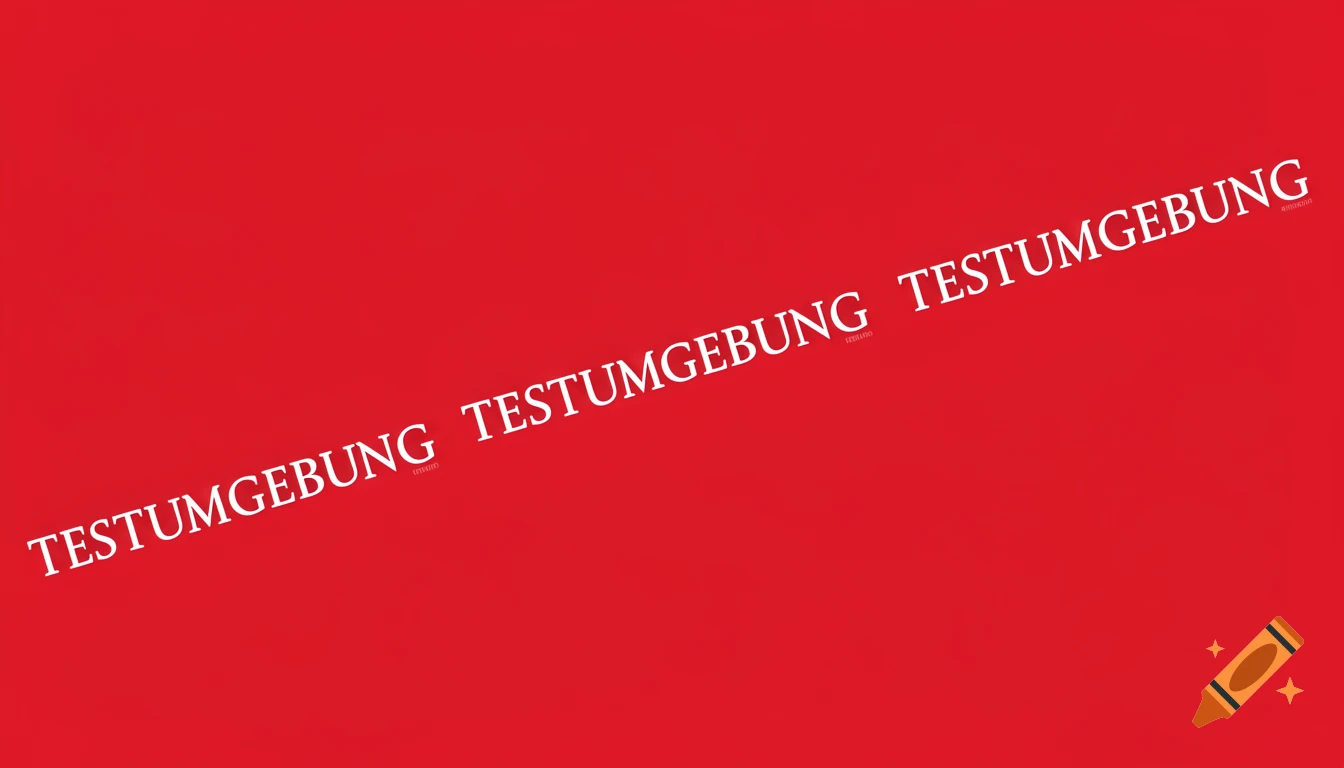 Red background with the white word 'TESTUMGEBUNG' repeated diagonally across it.