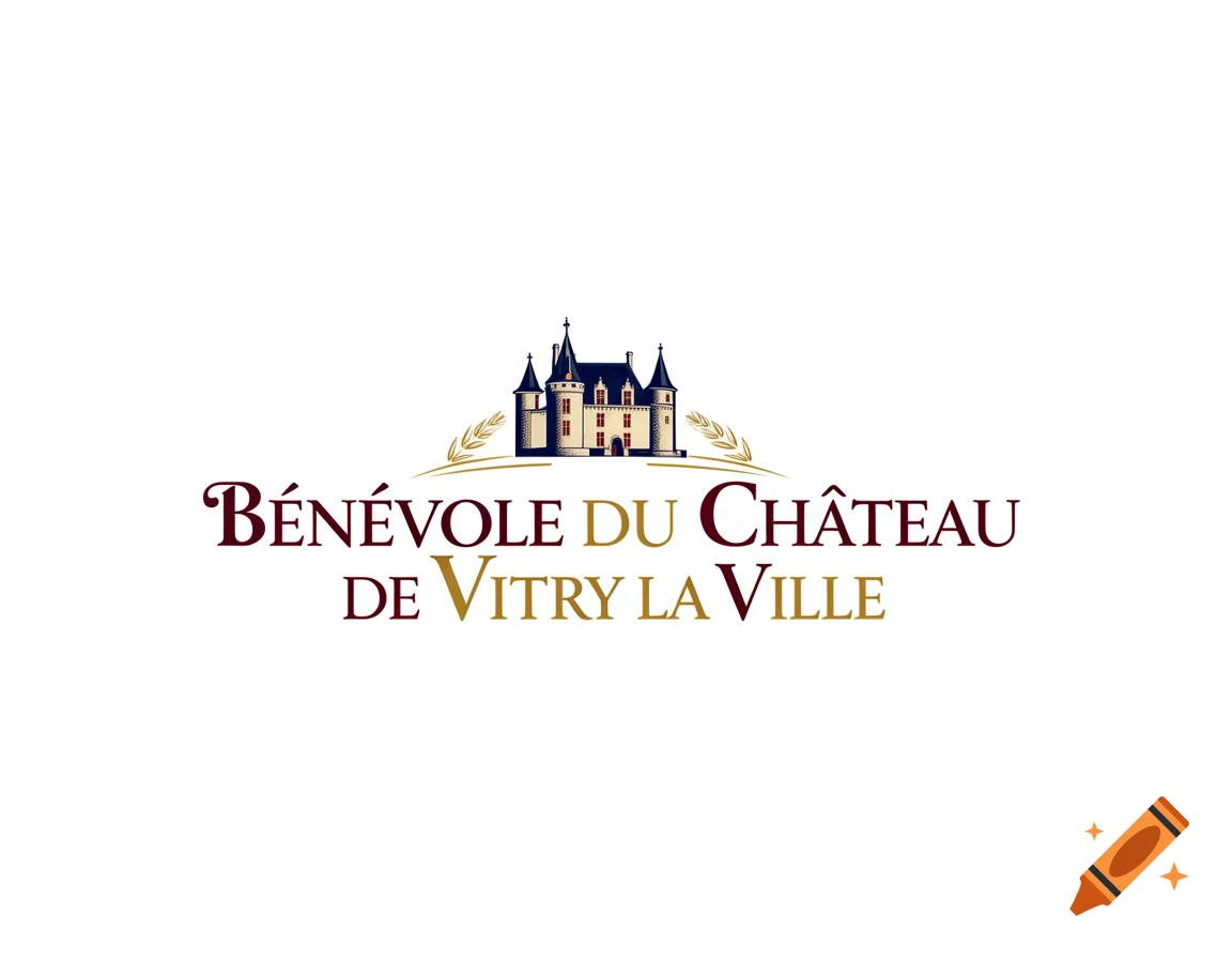 Logo featuring a stylized castle illustration and wheat ears, with the text "Bénévole du Château de Vitry la Ville" in dark red and gold.