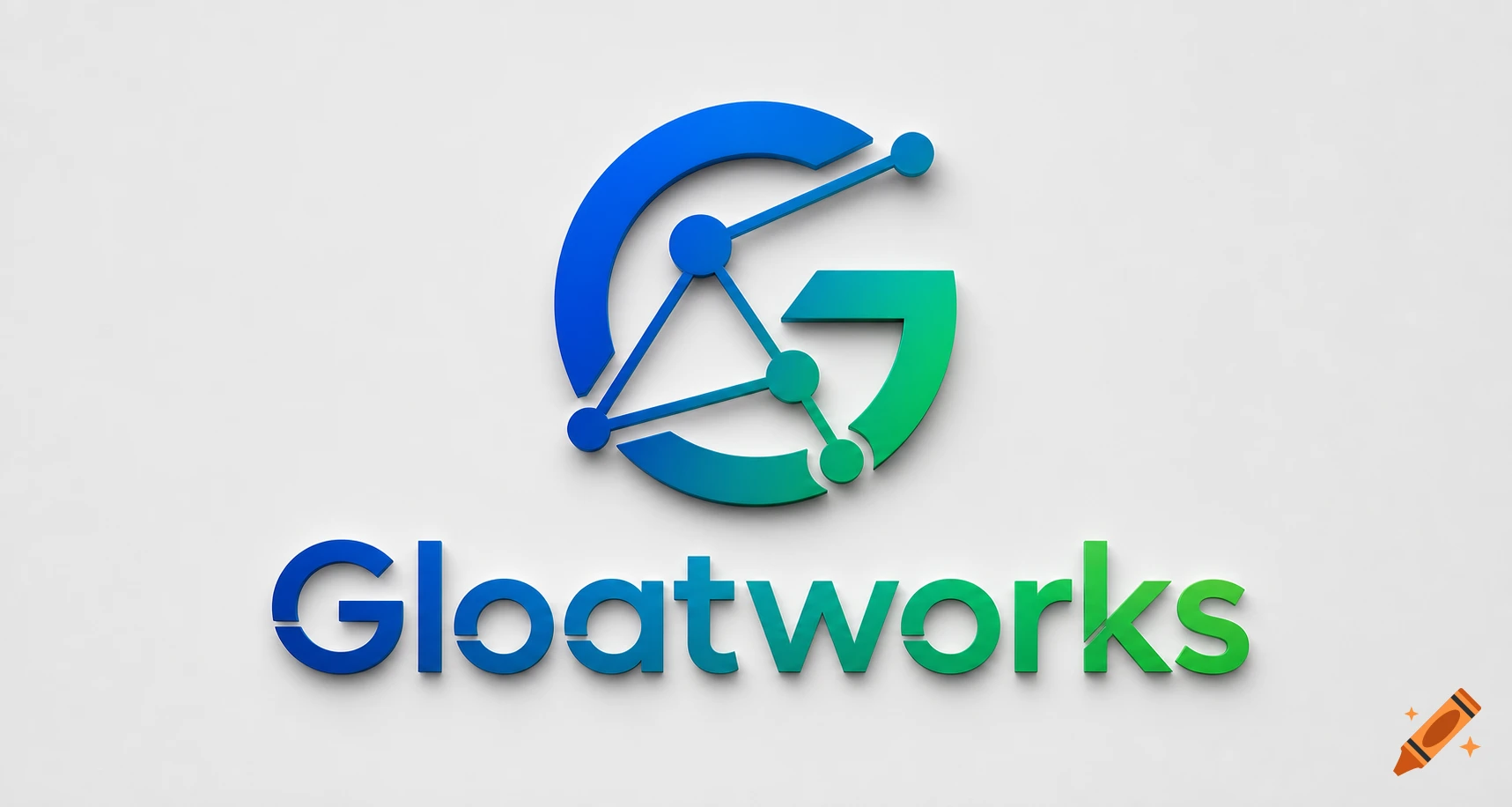 A 3D blue and green gradient 'G' logo with connected nodes, and the word 'Gloatworks' below.