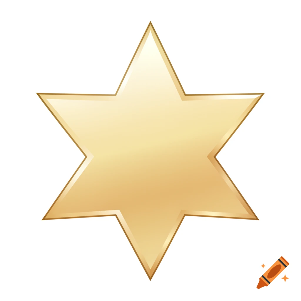 A shiny gold six-pointed star with a smooth contour, designed in a game graphic style on a white background.