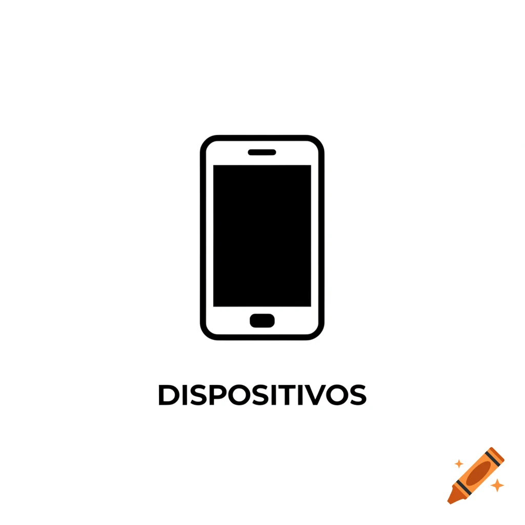 A black outline icon of a smartphone with a black screen and a home button, with the word "DISPOSITIVOS" written below it.