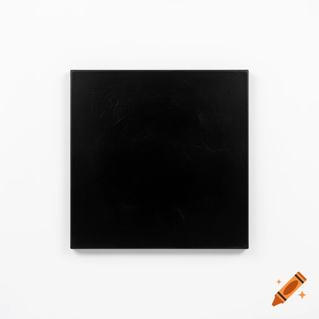 A black square painting on a white background, mimicking Malevich's style.