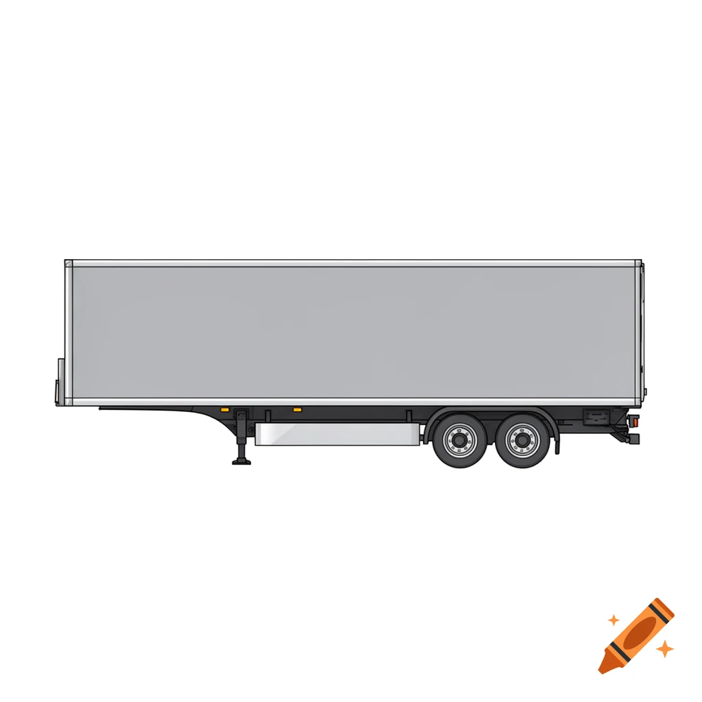 A gray semi-trailer depicted in a detailed side view line pictogram against a white background.