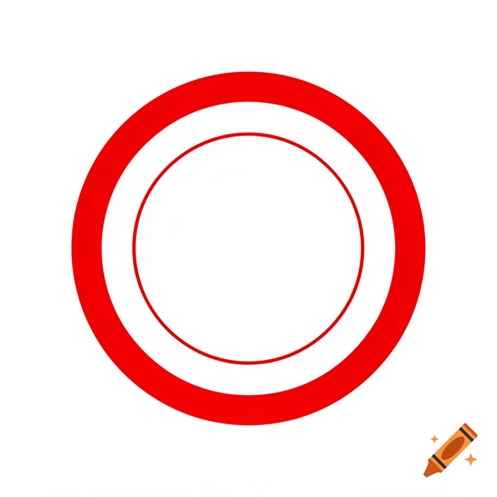 A simple target with two red concentric rings on a white background.