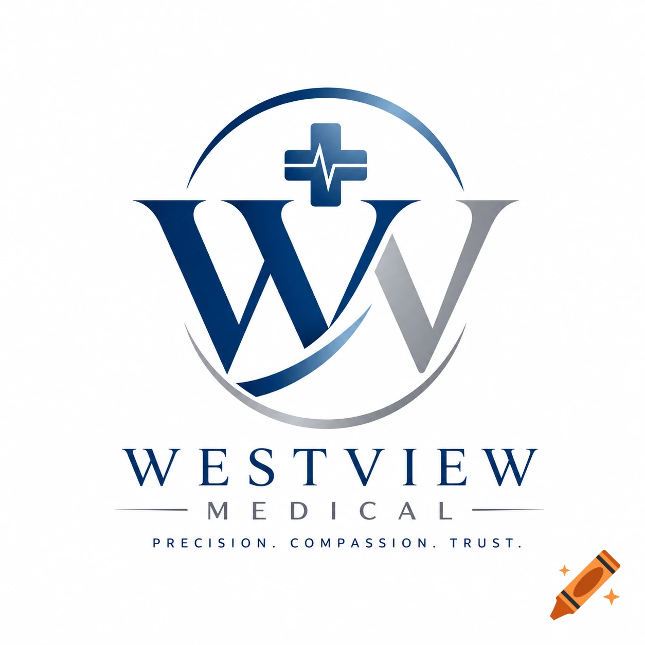 Modern medical logo with blue and silver 'WV' initials, a cross with a heartbeat, and the text 'WESTVIEW MEDICAL'.