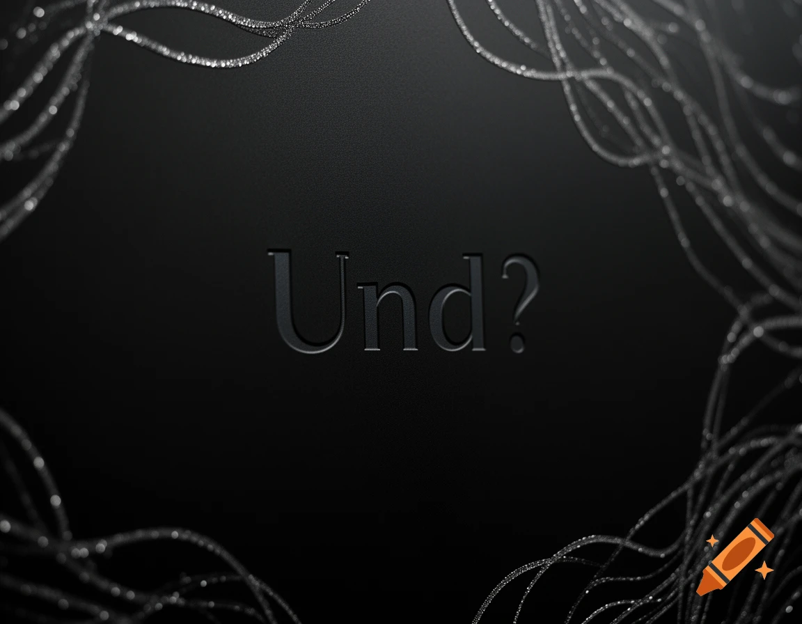 Dark background with sparkling silver lines framing the embossed text 'Und?' in the center.