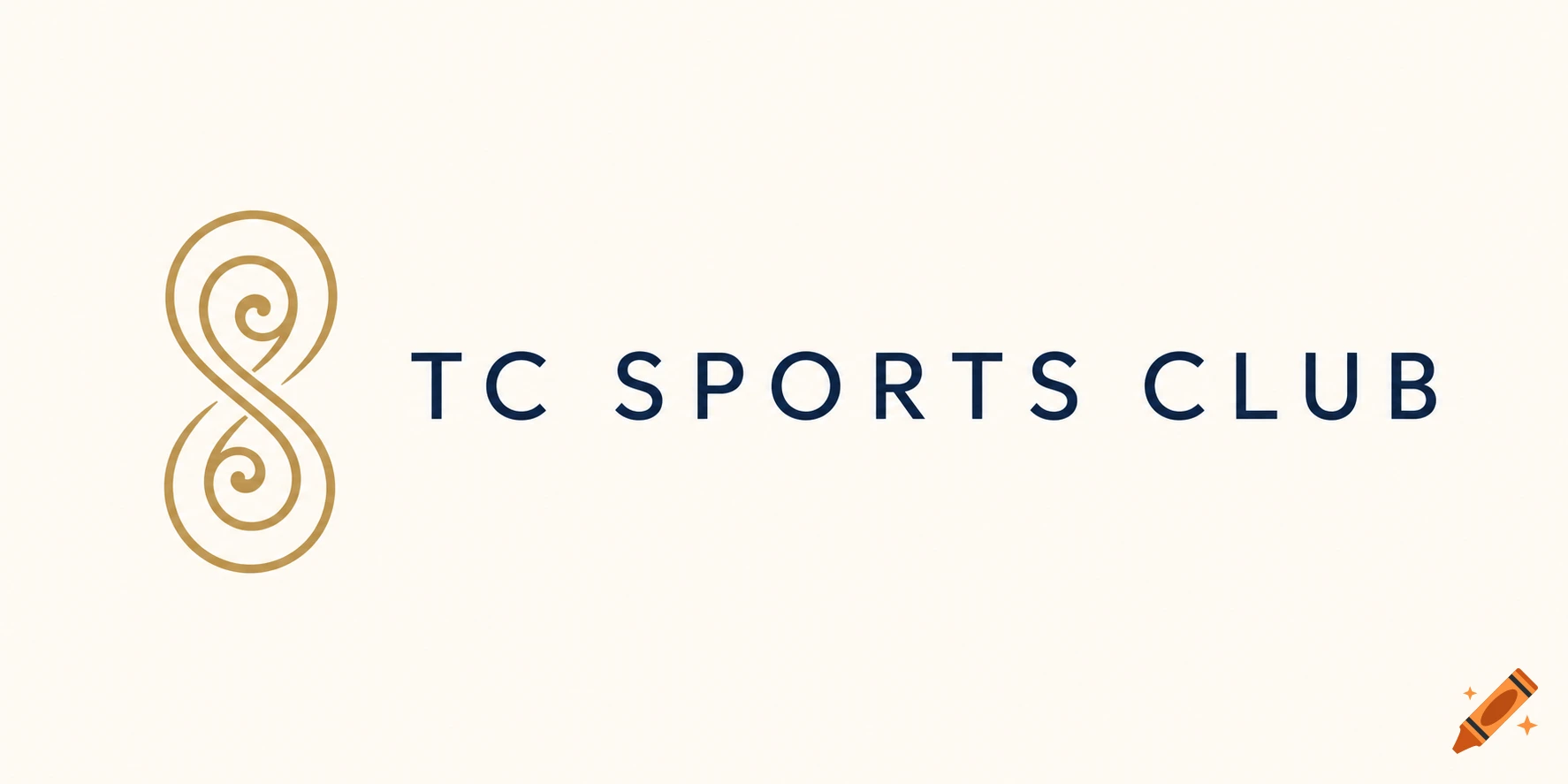 A premium logo featuring a gold Pikorua symbol and the text "TC SPORTS CLUB" in deep navy on an off-white background.