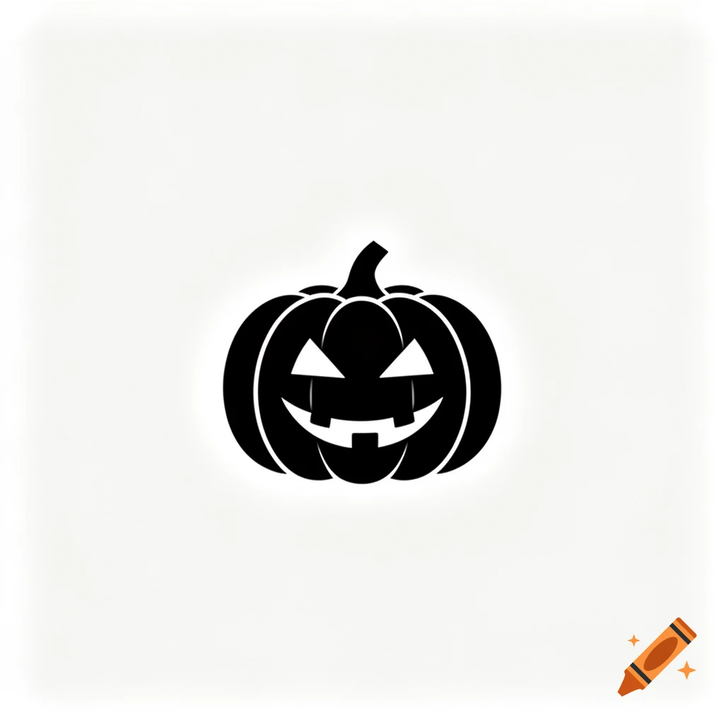 Black silhouette of a smiling jack-o'-lantern on a white background.