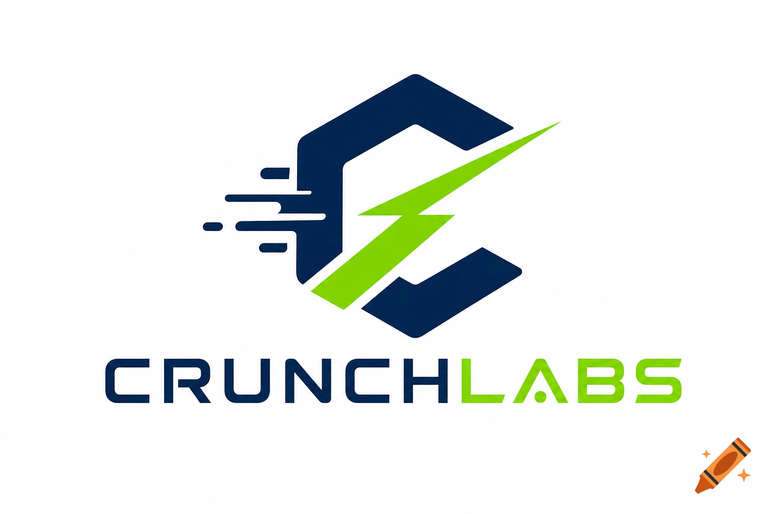 A stylized blue 'C' logo with a green lightning bolt and speed lines, with 'CRUNCHLABS' text below.