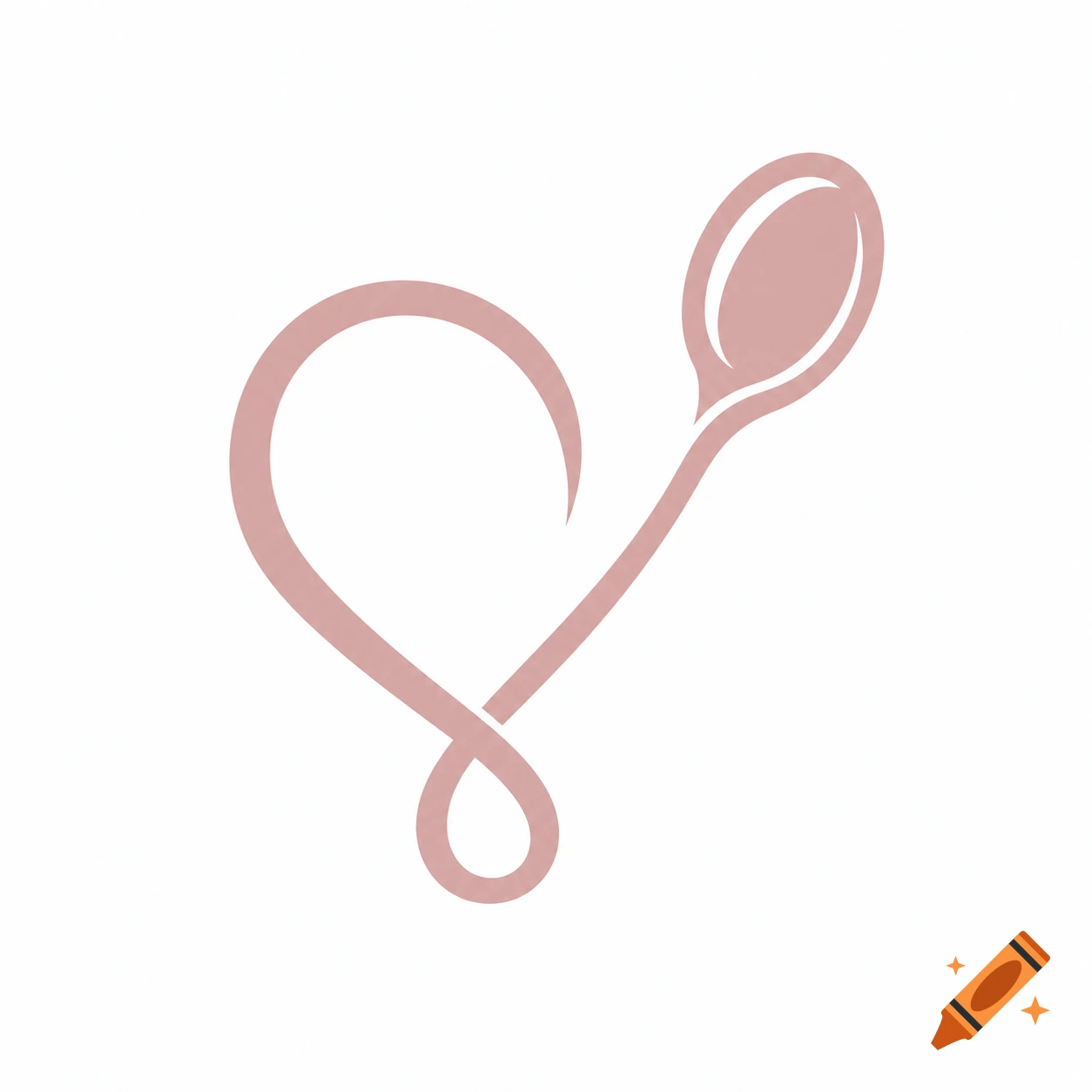 Minimalist pink logo combining a heart shape with a spoon, on a white background.
