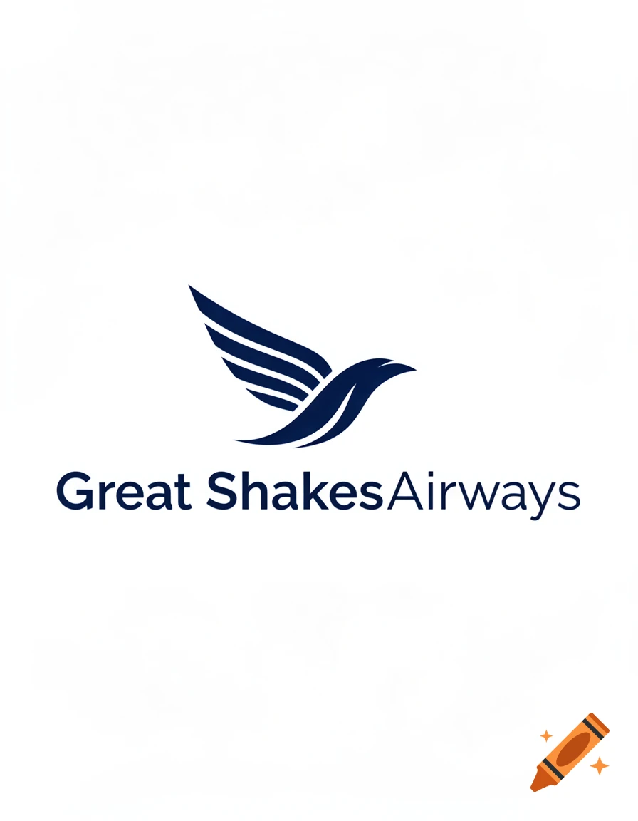 A dark blue logo for Great ShakesAirways, featuring a stylized bird with striped wings.