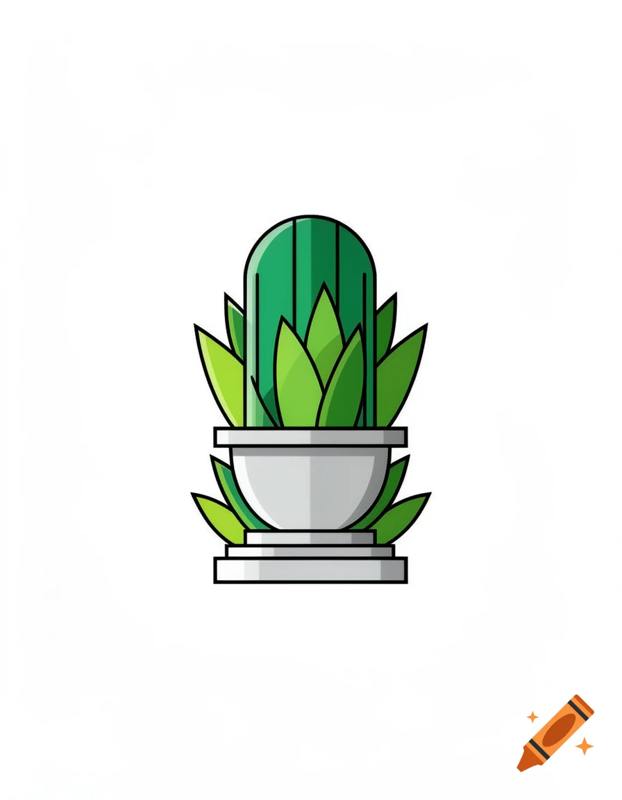 A simple vector illustration of a green potted cactus.