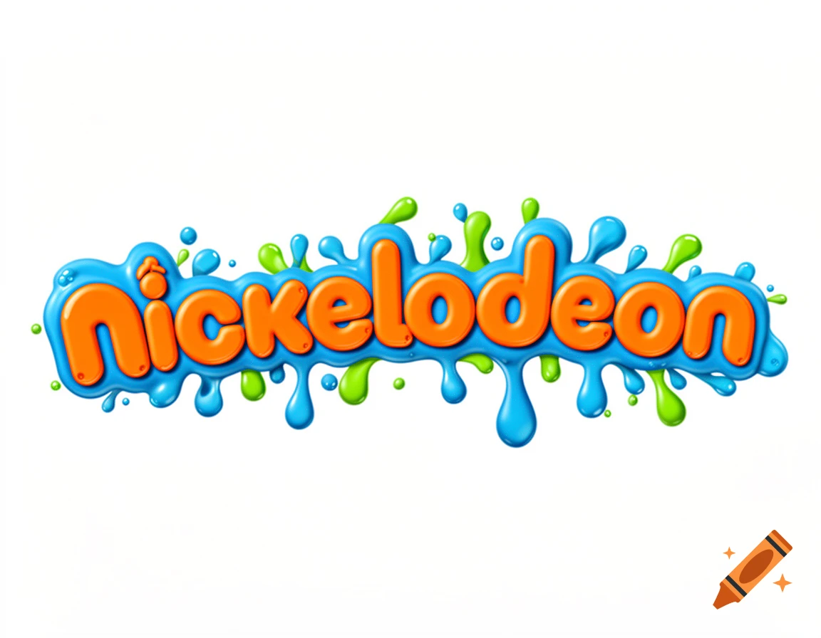 The Nickelodeon logo, stylized orange text spelling 'Nickelodeon' on a vibrant blue and green slime splash background.