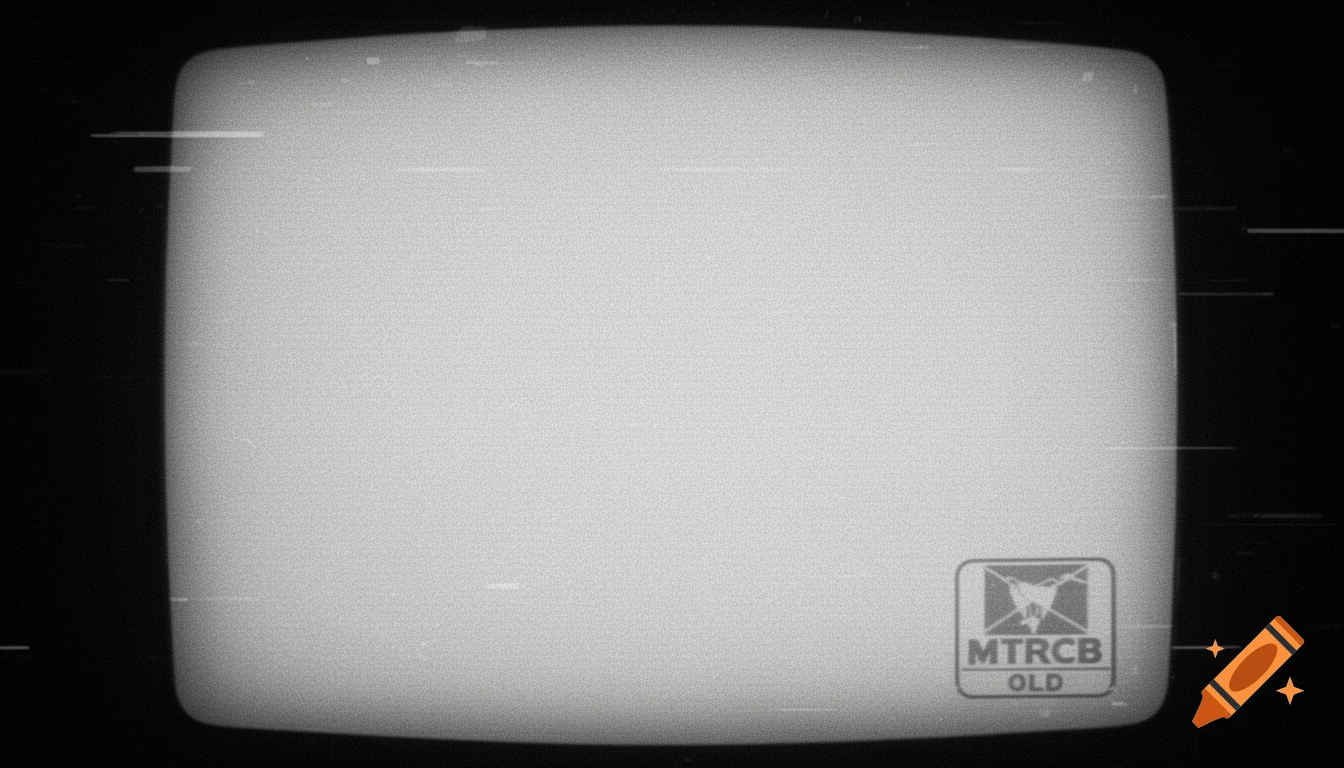 A vintage black and white television screen with VHS effects and the 'MTRCB OLD' logo in the bottom right.