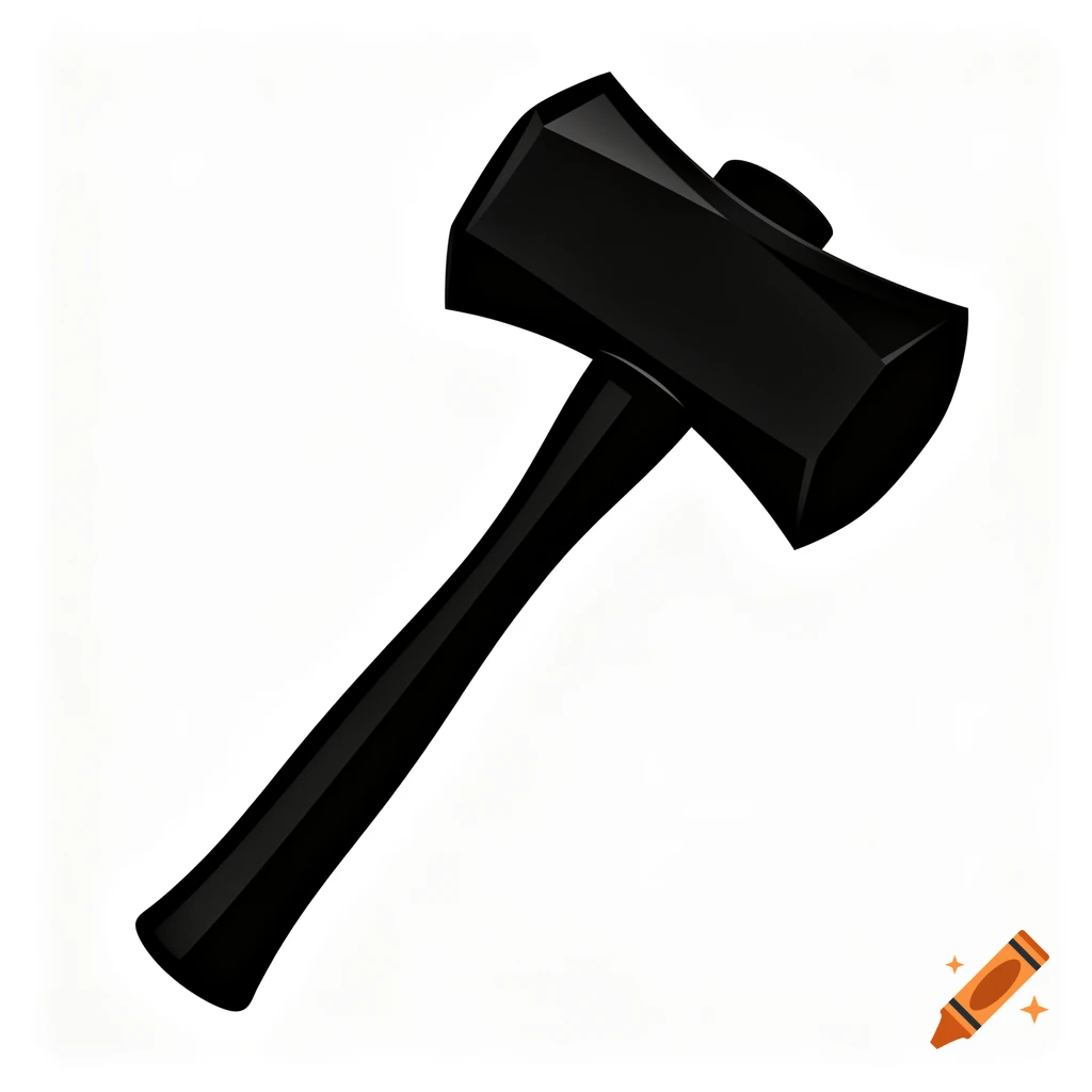 A stylized black double-headed axe or war hammer against a plain white background.