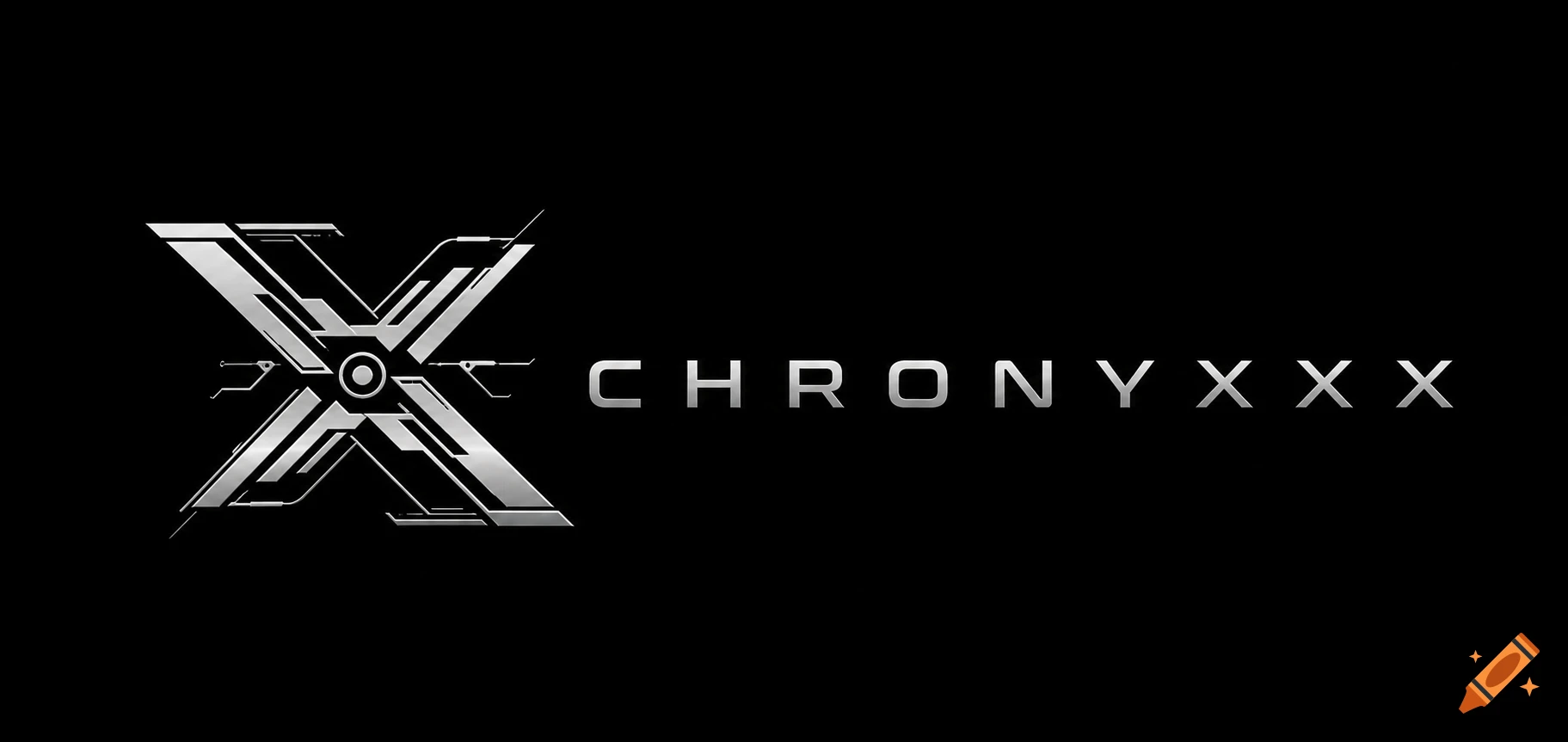 Metallic, futuristic CHRONYXXX logo with a geometric 'X' symbol on a black background.
