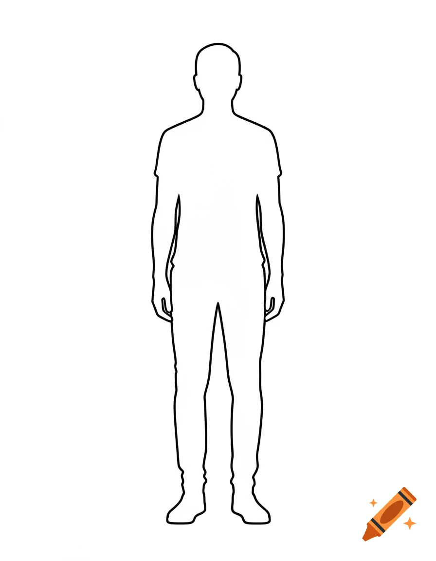 A black outline of a standing human figure against a white background.