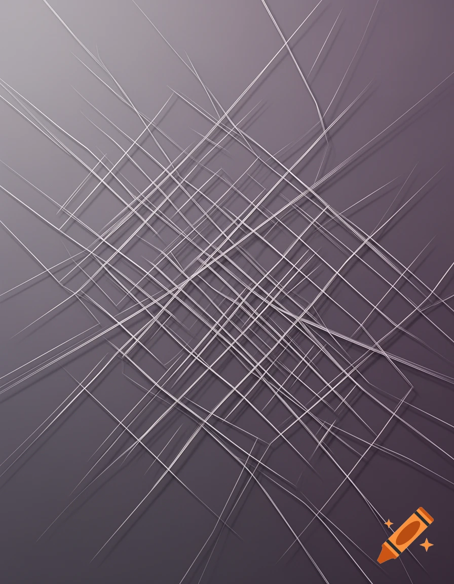White abstract lines crisscross with shadows on a gradient gray-purple background, forming a geometric pattern.