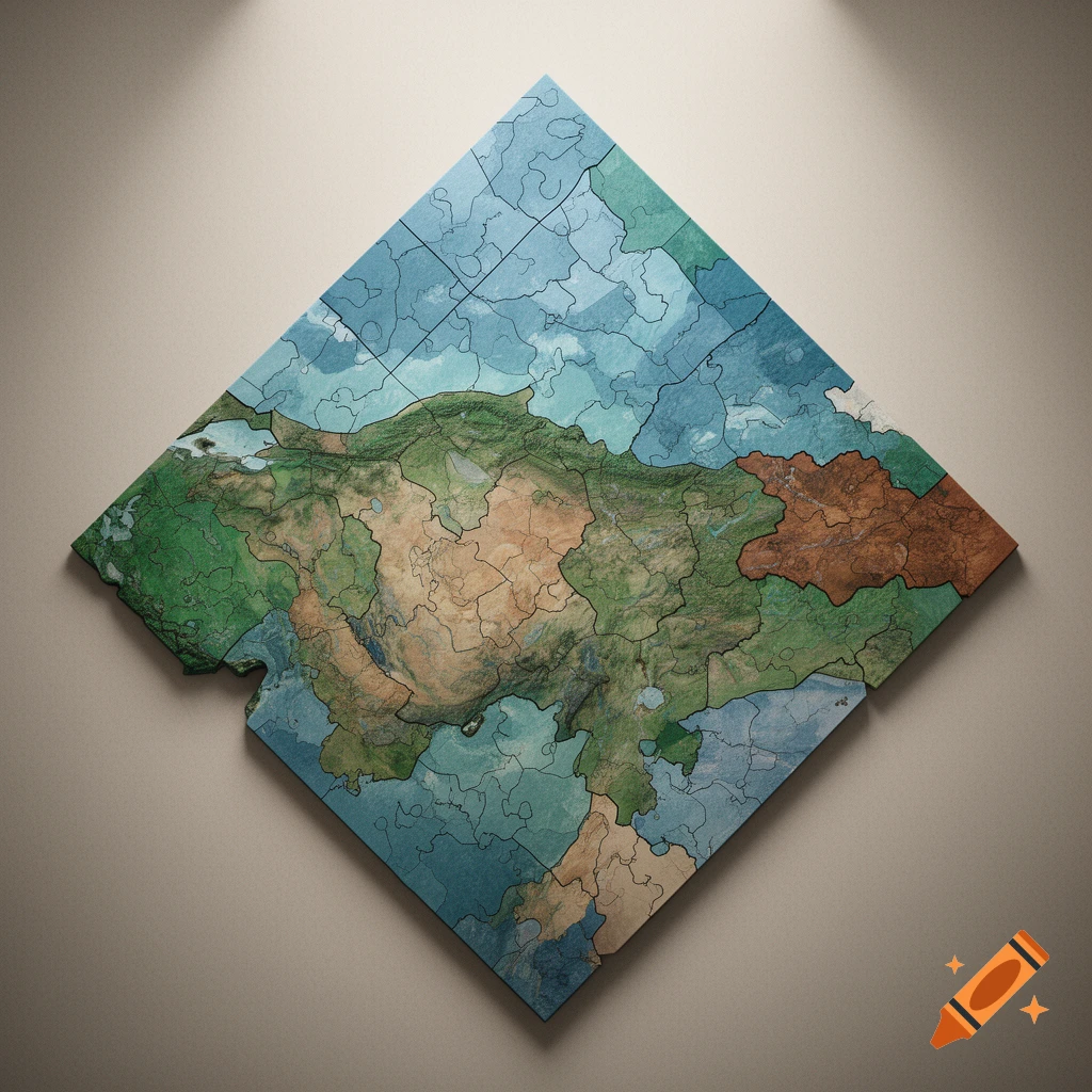A diamond-shaped puzzle map of Turkey showing provinces with varied terrain, on a light background.