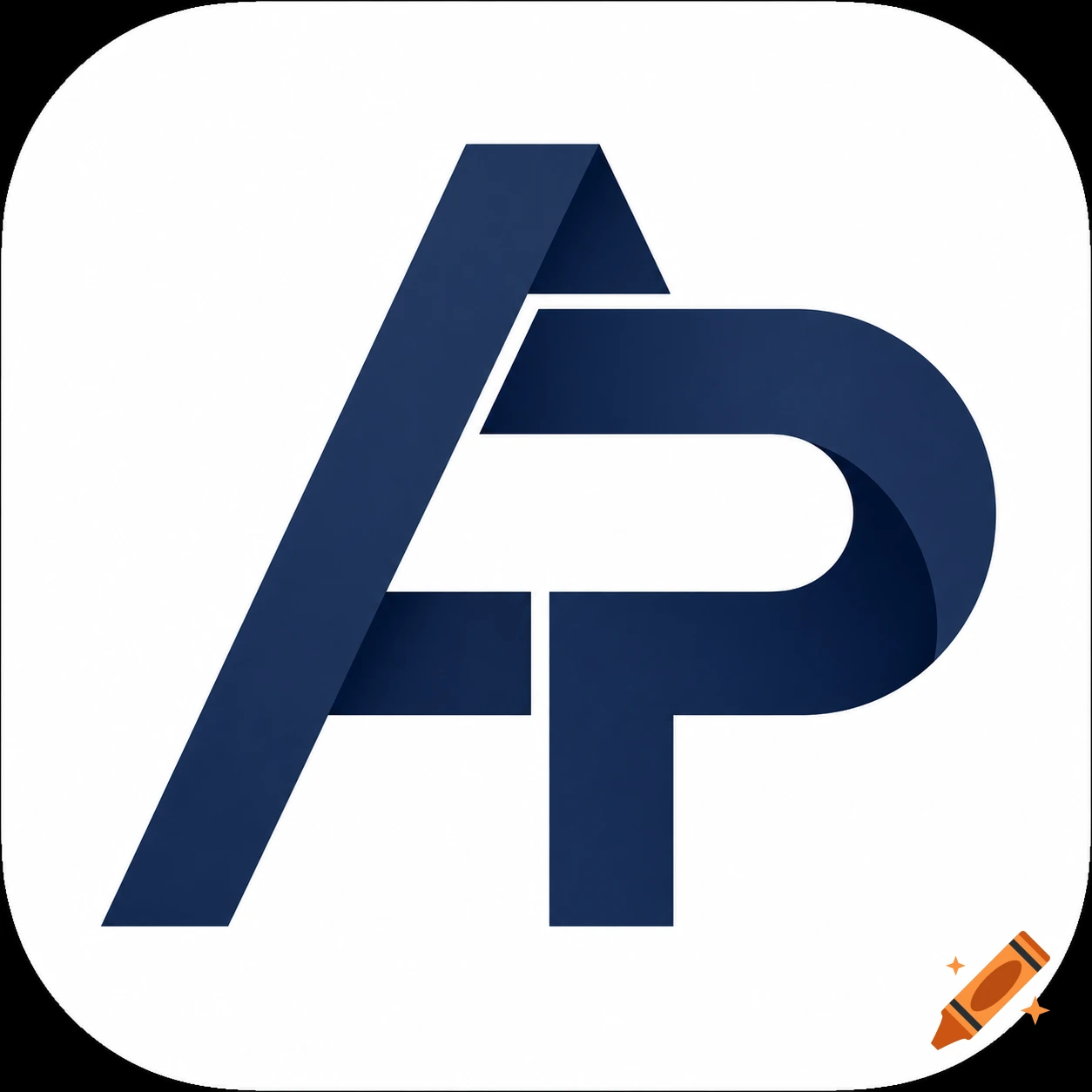 Stylized dark blue letters A and P combined into a single logo on a white rounded square background.