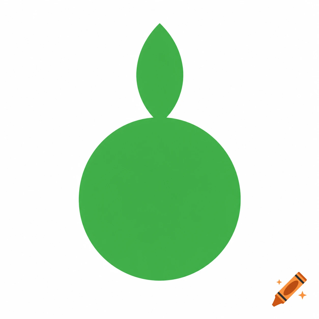 A minimalist green logo featuring a circle with a leaf shape on top, on a white background.