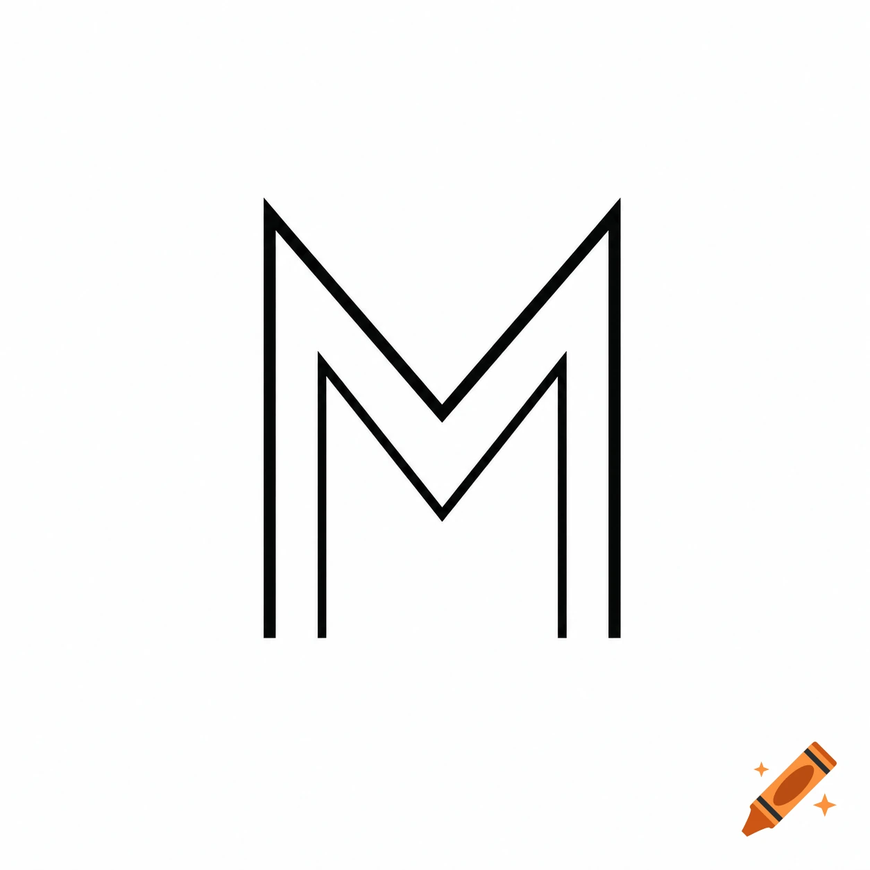 Black geometric monogram of a stylized letter M with a thinner inner M on a white background.