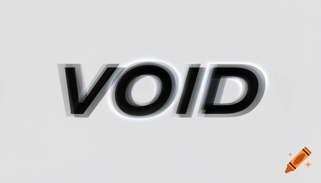 The word VOID in black with a white motion blur effect, on a plain white background.