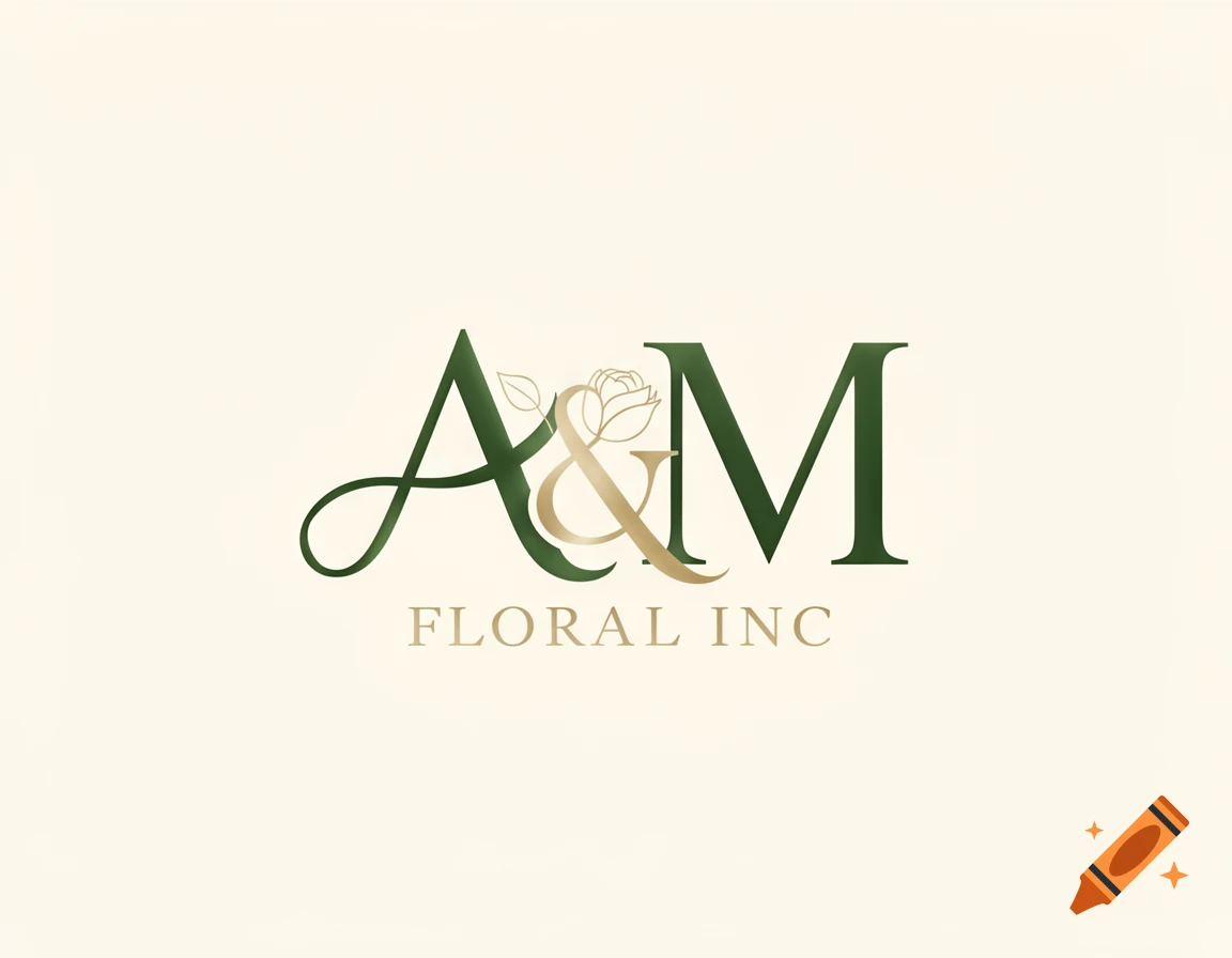 A&M Floral Inc logo with stylized green and gold A&M initials, a subtle rose, and 'FLORAL INC' text.