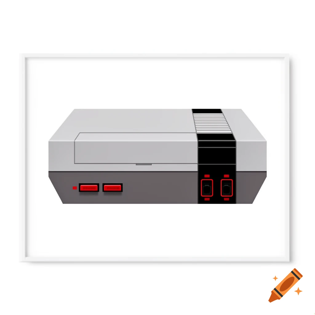 A flat, front-facing vector art icon of a grey and black Nintendo Entertainment System (NES) console with red buttons, on a white background.