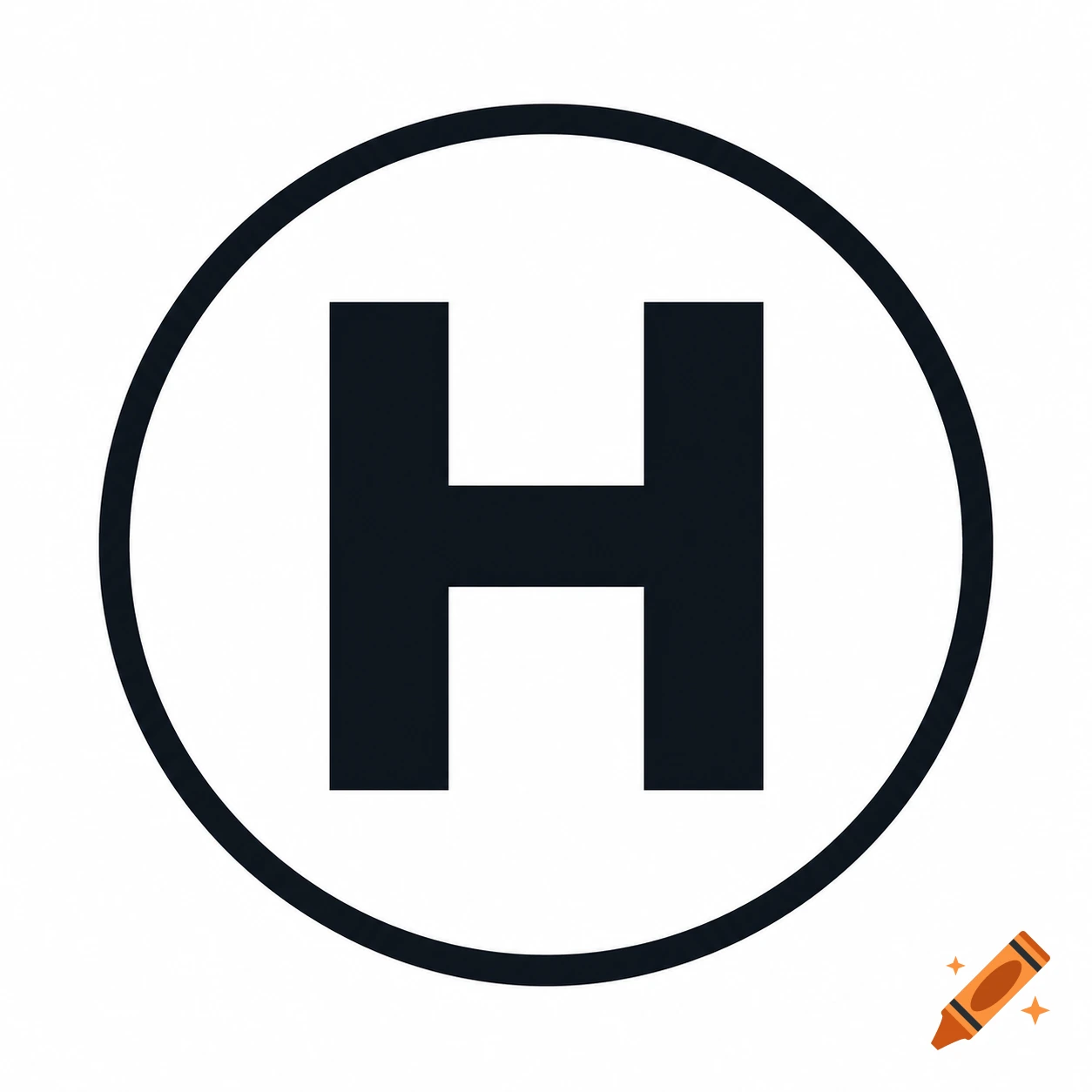 A bold capital letter H centered inside a black circular outline on a white background, resembling a logo.