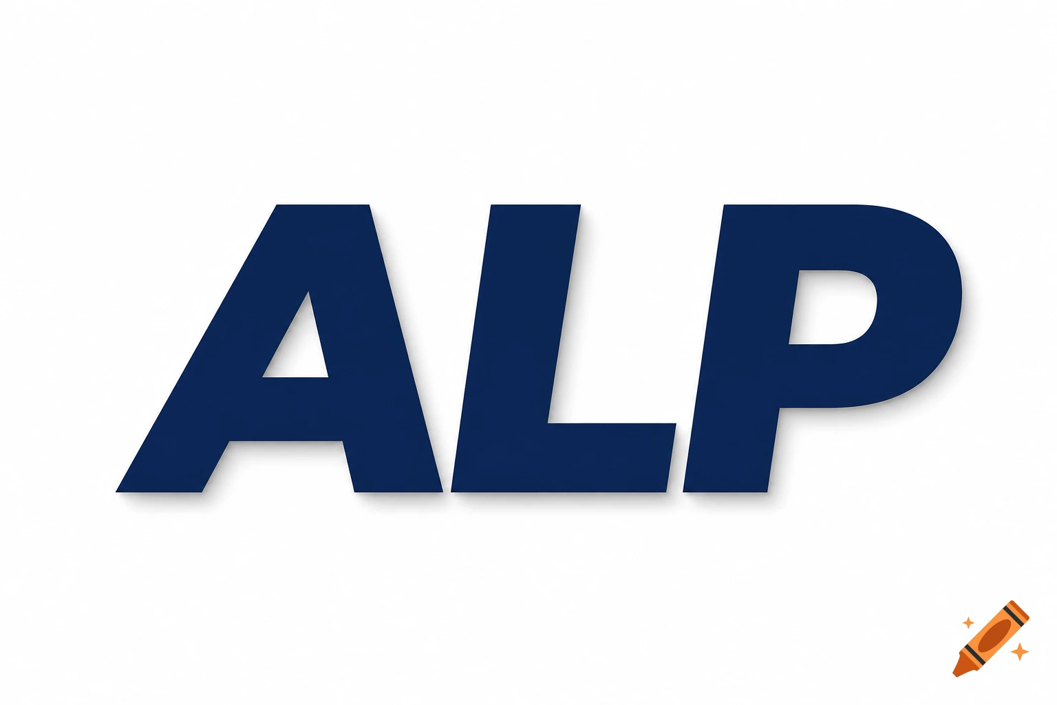 Dark blue letters "ALP" with a subtle shadow, on a white background.