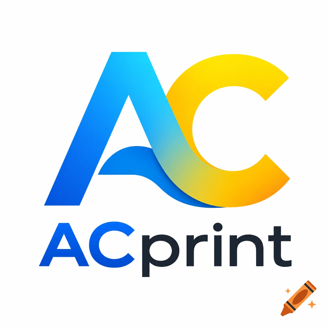 A logo featuring a large stylized 'AC' in blue and yellow gradient, with the word 'ACprint' in blue and black text below it.