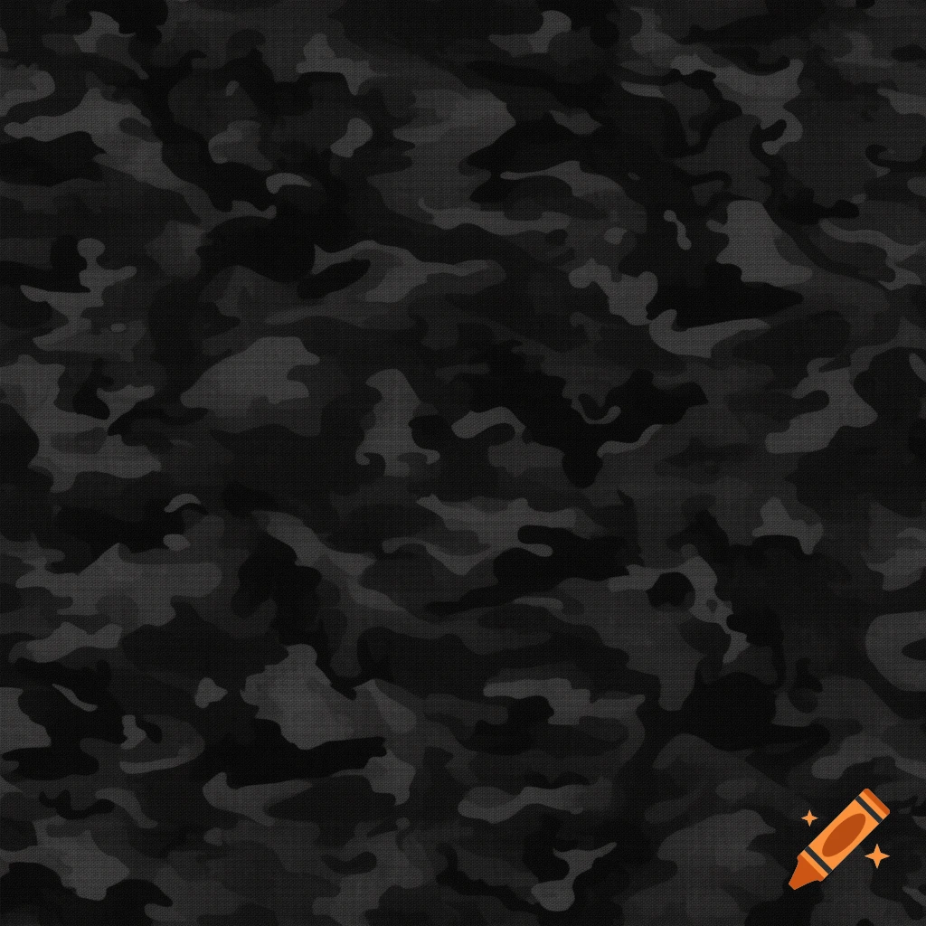 A seamless dark gray and black military camouflage pattern.