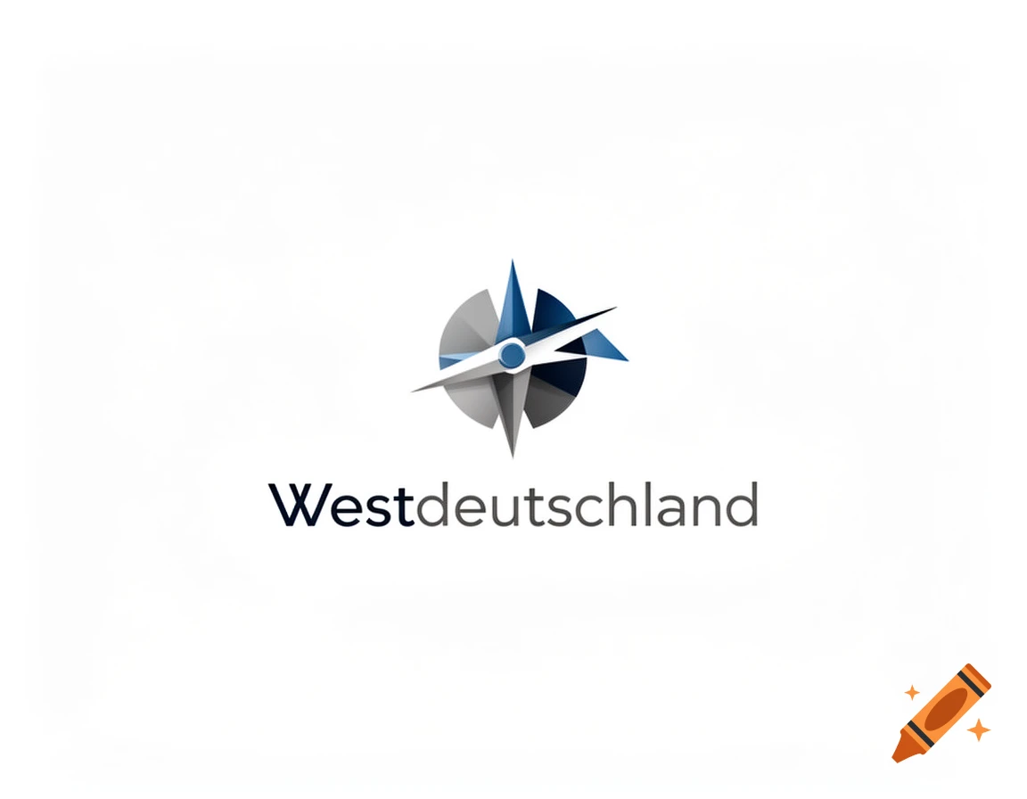 A minimalist logo featuring a blue and grey compass icon above the word Westdeutschland on a white background.