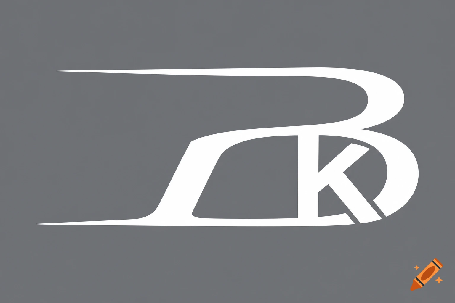 White stylized logo featuring an elongated 'B' with a 'K' integrated into its curves, set against a solid gray background.