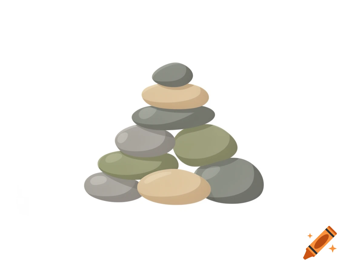 A stack of smooth, rounded stones forming a cairn in a simple clipart style.