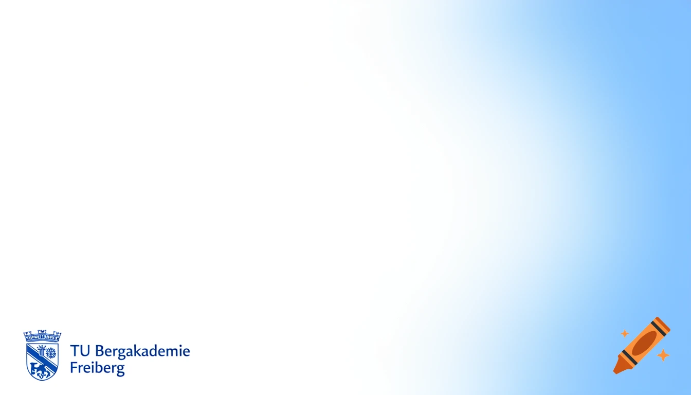 A white background with a soft blue gradient on the right, featuring the blue seal and text 'TU Bergakademie Freiberg' in the bottom left.