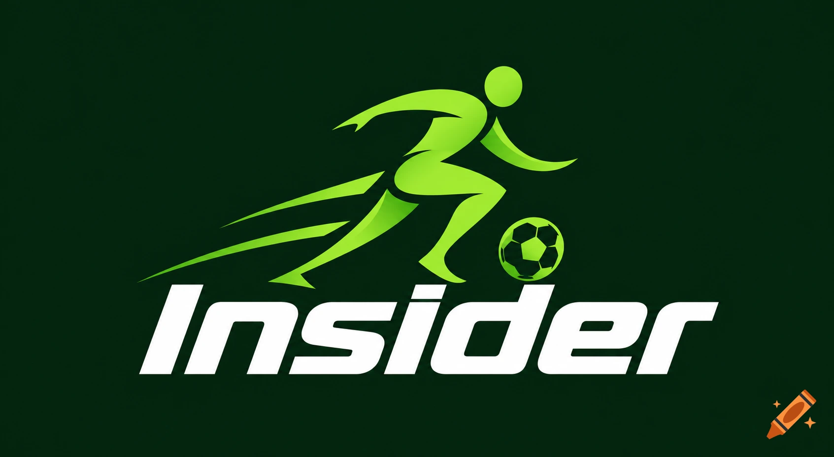 A green stylized soccer player logo with a ball, and the word 'Insider' in white text below.