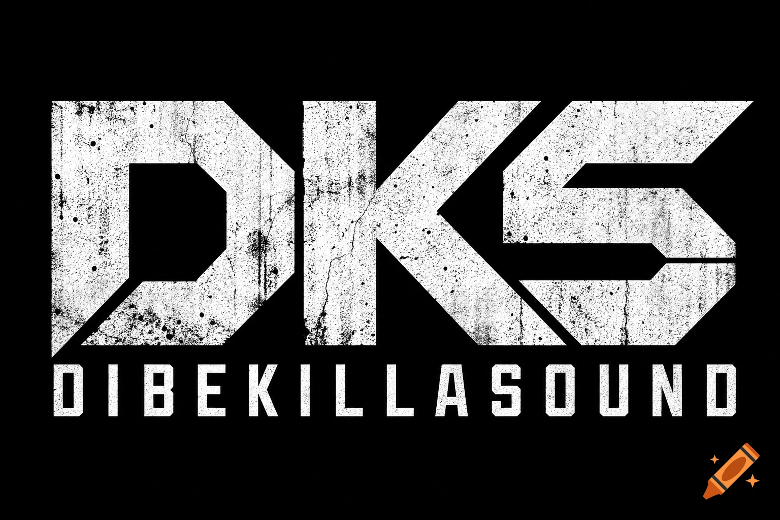A black and white brutalist industrial logo featuring the distressed acronym "DKS" above the smaller text "DIBEKILLASOUND".