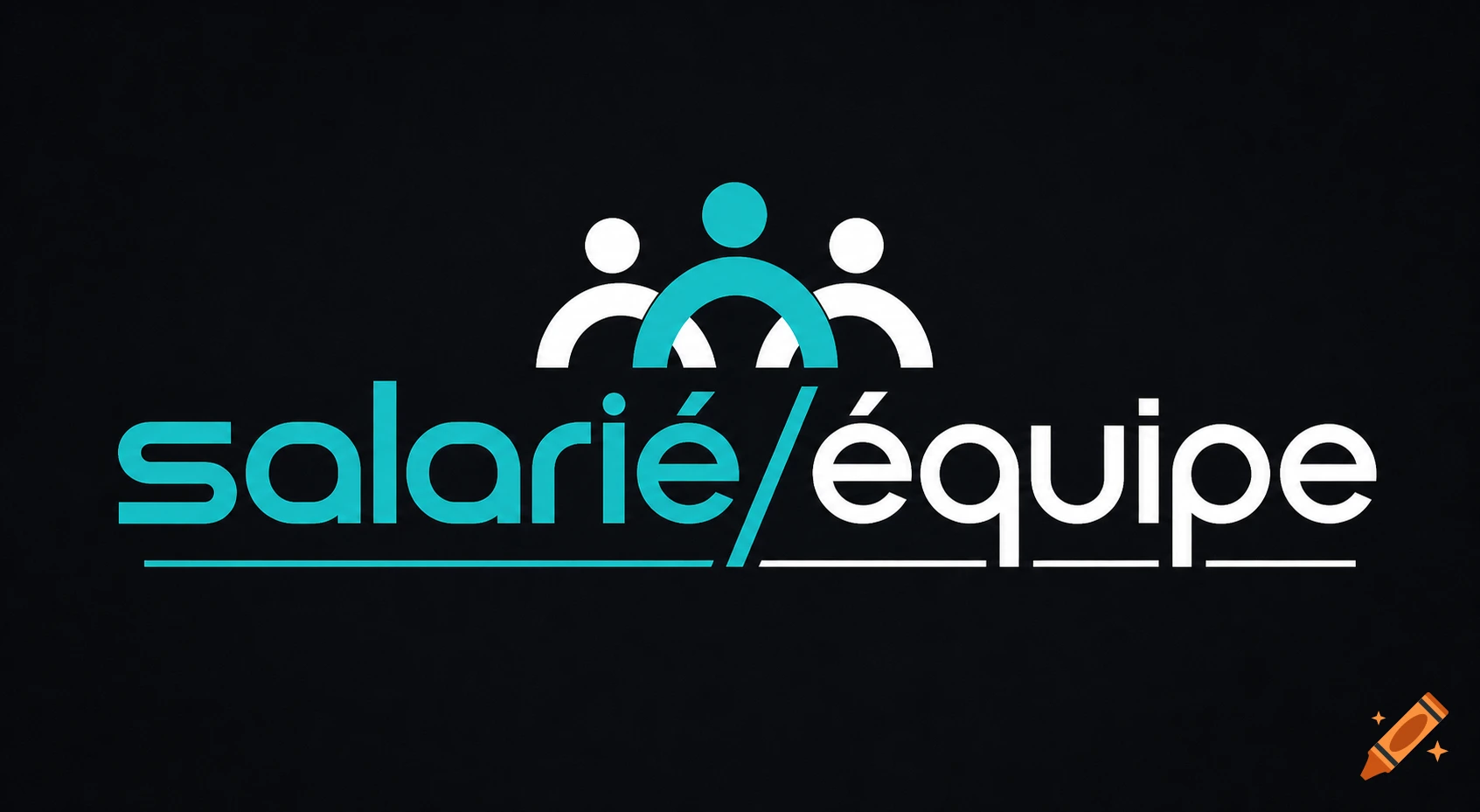 A logo with three stylized human figures (one blue, two white) above the text "salarié/équipe" in turquoise and white.