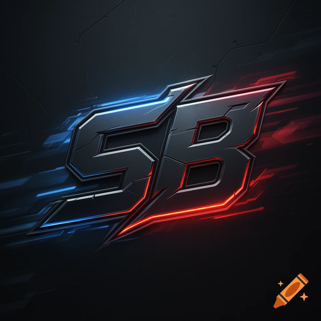 A stylized metallic logo featuring the letters "SB" with vibrant blue and red neon outlines, set against a dark, textured background.