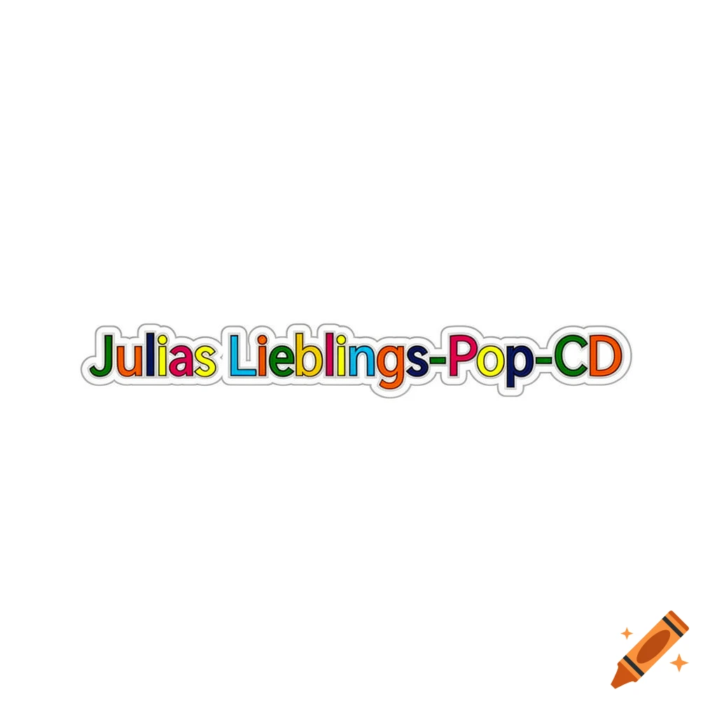 Colorful text reads 'Julias Lieblings-Pop-CD' with a white outline on a white background.