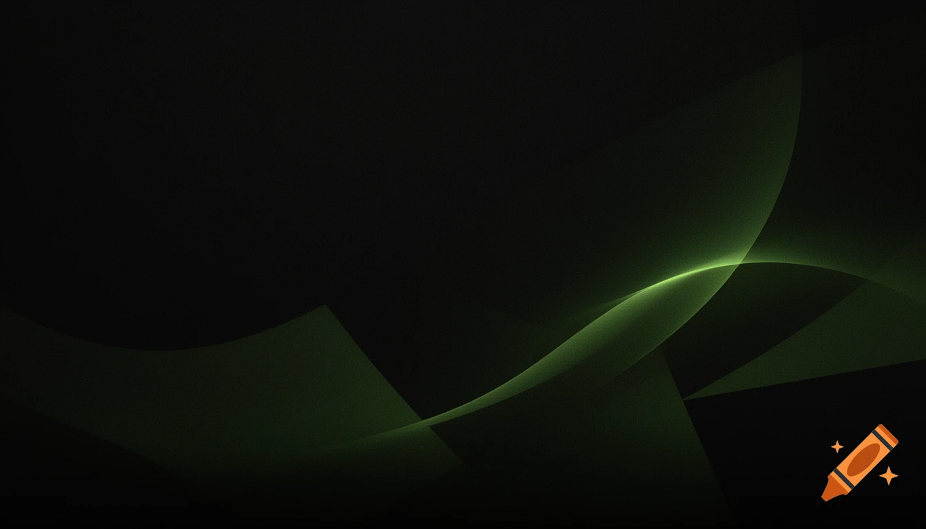 Abstract dark background with glowing, flowing green lines and subtle texture, in a modern minimalist style.