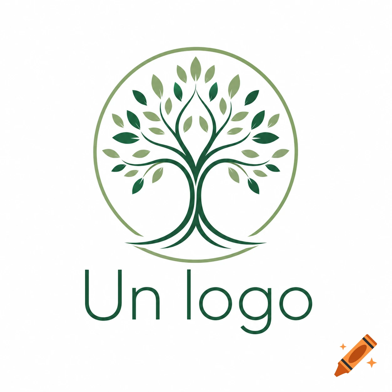 Minimalist tree logo within a green circle, with the text 'Un logo' below it.