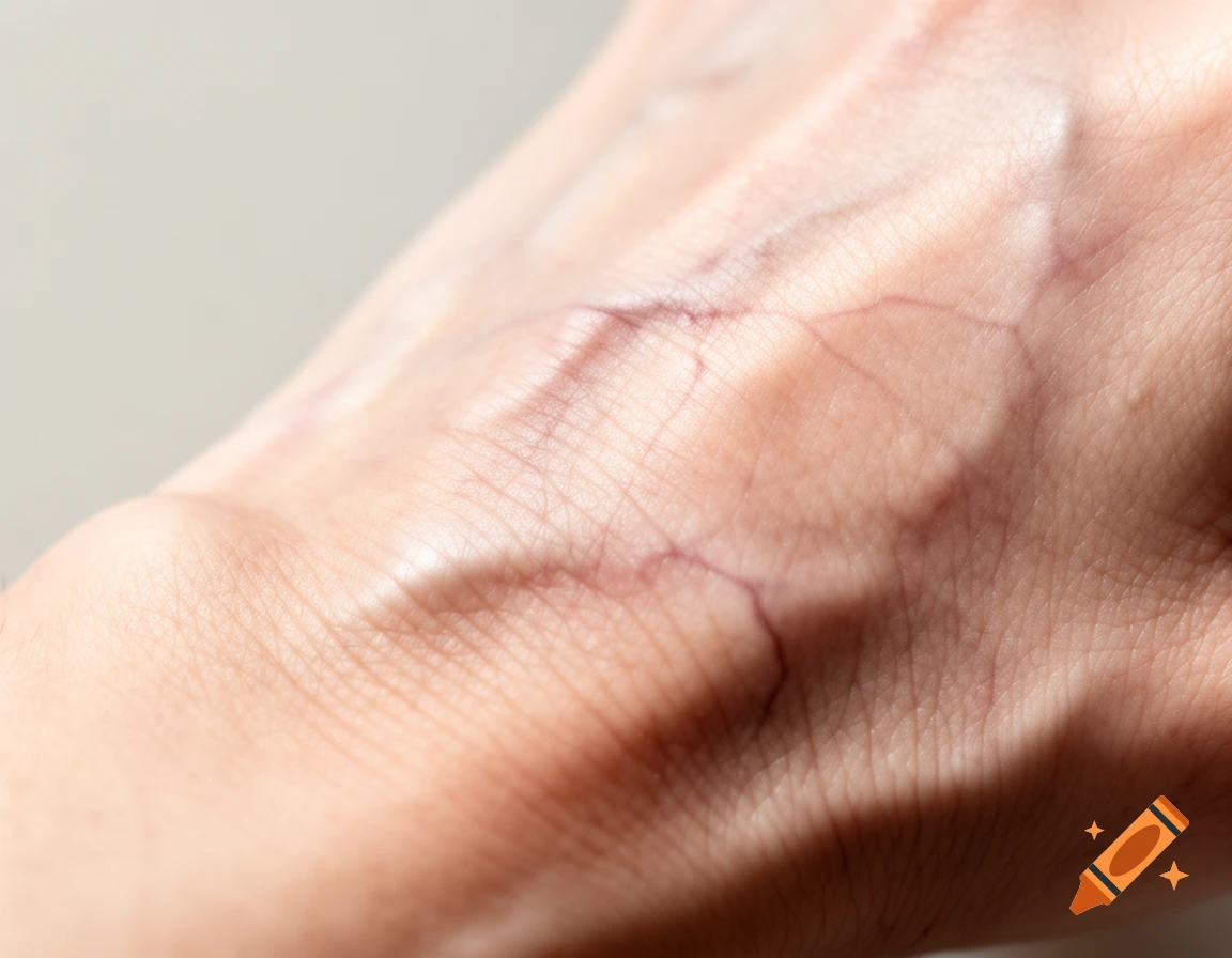 Close-up of the back of a hand showing prominent veins under the skin.